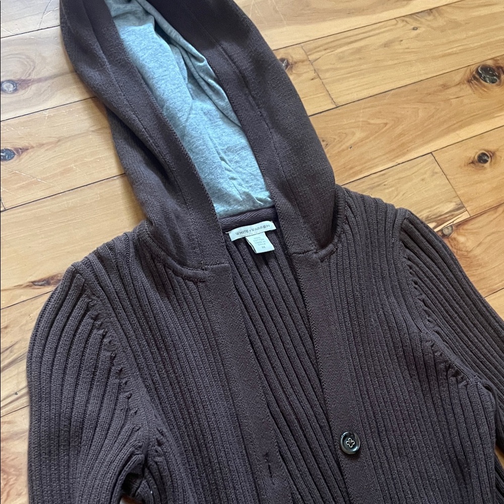 White + Warren Chocolate Brown Knit Cardigan